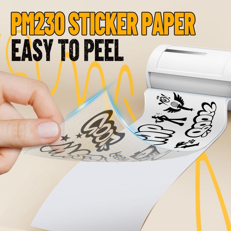 Nelko Genuine Self-Adhesive Thermal Printer Stickers, Compatible with PM230 Mini Sticker Printer, Black on White, 54mmx3.5m Sticker Paper for Journal, Study, Photos, Note, 3 Rolls, White - Image 5